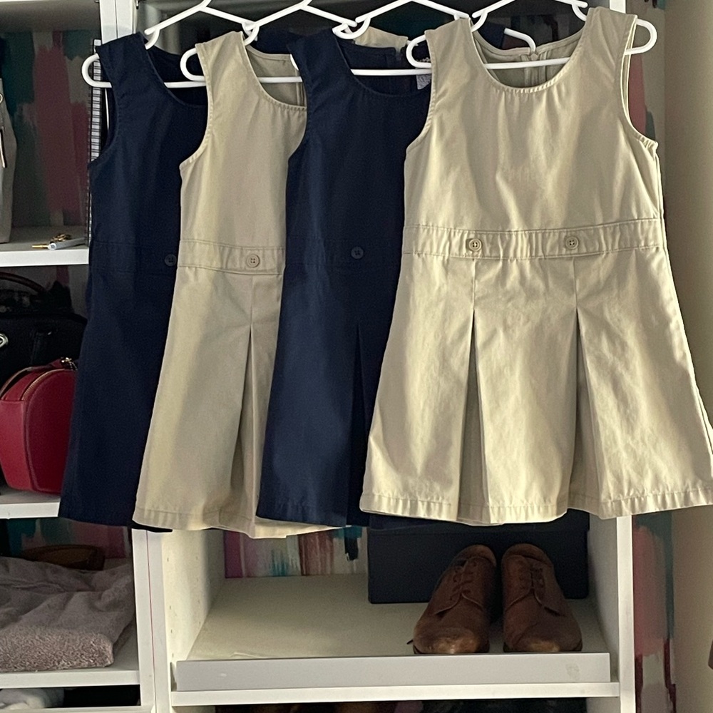 4 Cat & Jack Uniform Kids Dresses in Navy and Beige
